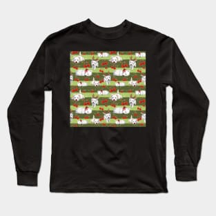 Christmas Westies green pattern Long Sleeve T-Shirt